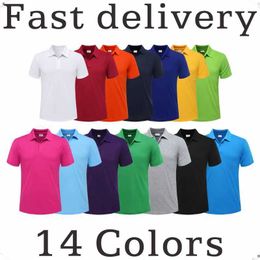 Men's Polos Summer short sleeved polo shirt casual ribbed breathable high-quality loose fitting work clothes 14 color mens lapel 2024 Q240509