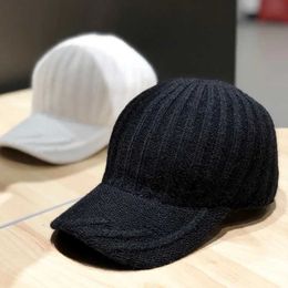 Ball Caps Autumn and Winter Korean Knit Hat 2021 New Ladies Pure Colour Wool Warm Caps Japanese All-match Casual Fashion Baseball Cap Y240507