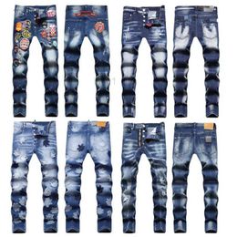 Mens Jeans Designer Jeans for Mens Womens Stacked Black Jeans Denim Pants Patchwork Stretch Elastic Patchwork Trends Distressed Ripped Biker Slim Fit Motorcycle Sw