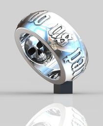 Sanjie new creative to death skull ring Pang Kefeng punk Thai silver black ring7000947