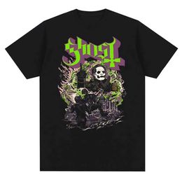 T-shirt femminile New Ghost Rock Band Graphic Print Shirt Men Fashion Fashion Rock Strtwear Short Slve Shirt Plus size Unisex T240508