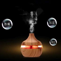 Drop Ship Epack 200ml Aroma Essential Oil Diffuser Ultrasonic Air Humidifier Purifier with Wood Grain shape 7 LED Changing Lights 6789106