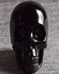 Human Shape crystal skull statue Natural Black Obsidian jade Skull figurine Crystal Healing Reiki Evil Home Decor5930678