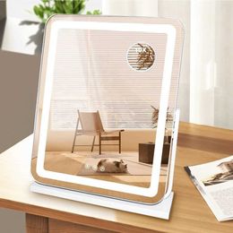 Compact Mirrors Illuminated vanity mirror illuminated makeup with detachable 10X magnifying glass adjustable brightness in 3 Colours Q240509