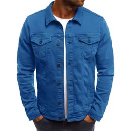 MenS Vintage Denim Jacket Autumn Winter Button Solid Colour Tops Coat AllMatch Fashion Casual Chaquetas Hombre 240428