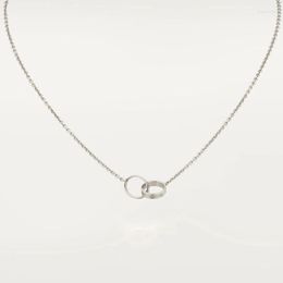 Collane a ciondolo design classico design doppio ciclo accatasta amore per donne ragazze 316l titanio acciaio di gioielleria colonne collier collier