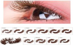 3D Mink Brown False Eyelashes Cross Long Natural Fake Eyelashes Stage Show Makeup Thick Eye Lashes3283569