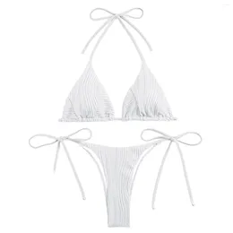 Women's Swimwear Solid Sexy Suspender Thong Strap Bikini Swimsuit Teal Bathing Suits For Women