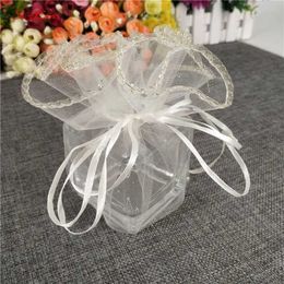 3Pcs Gift Wrap 10/50/100pcs 26/35cm Gauze Element Jewelry Bag tulle fabric Wedding Christmas Party Gift Organza Jewelry Packaging Bags 5Z
