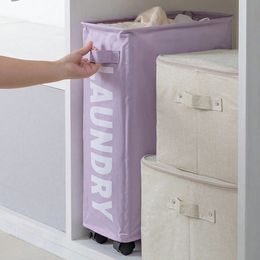 1pcFoldable Dirty Laundry Basket for Bathroom Household Narrow Clothes Storage Organiser Yoga Mat with Pul 240510