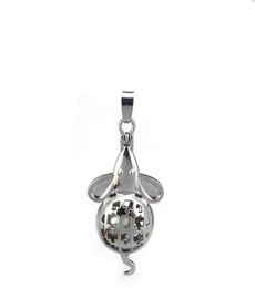 10pcslot Silver Alloy Cute Mouse Rats Magnetic Oysters Beads Cage Locket Pendant Aromatherapy Perfume Essential Oils Diffuser3547643