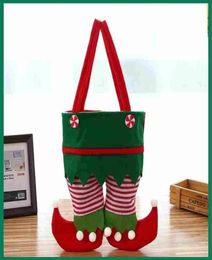 New Christmas Santa Elf Spirit Pants Stocking Handbags Treat Pocket Candy Bottle Gifts Bags Present9605749