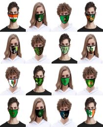 DHL Irish Green Shamrock Masks Dustproof Washable Mouth Cover Outdoor Sports Fashion Face Mask Adult Kids Party Favour Kim7036877