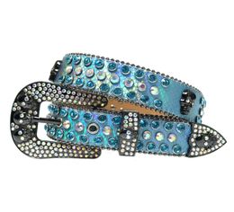 Luxury Strap Belts Western Cowgirl Cowboy Skull Diamond Rhinestone Belt Pin Buckle For Men Women Cinto De Strass1682181