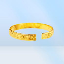 Solid Classic Bangle Openable 18K Yellow Gold Filled Womens Bracelet Trendy Jewellery Gift 10mm Wide Femal Accessories1326514