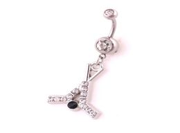 New Arrival Crystals Hockey Sticks And Puck Shape Navel Piercing Belly Button Rings Body Women Jewelry3812212