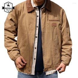 Men's Jackets Japanese Style Laple Cargo Jacket Mens Cotton Wear-resistant Windproof Retro Coats Male Autumn Loose Outdoor Solid Colour