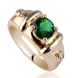 Royal Mens 7mm Round Green Emerald Gold Finish Sterling Silver Ring 925 MAN GFS Sz 10 11 12 R1156045493