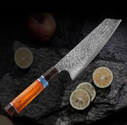 Chef039s knife Japanese hammered Damascus steel VG10 Kiritsuke kitchen Cleaver2366941