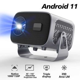 Projectors 4K HY310 Projector Android 11.0 390ANSI BT5.0 1080P Home Cinema Theatre Office Outdoor Smart Portable Projector J240509