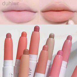 Lip Pencils Matte nude lip line pencil waterproof contour lipstick durable non stick cup smooth brown red lip line Korean makeup d240510