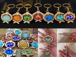 Game Genshin Impact Vision Lnazuma Ganyu Keqing Wendi Xiao Keychain Luminous 7 Element s Eye Of Original God Toy KeyRing8434403