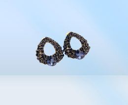 Creative Charm Water Drop Shaped Earrings for Women Girls Navy Blue Zircon Stud Earrings Party Wedding Jewelry9246887
