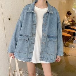 Boyfriend Jean Jacket Women Denim Winter Jeans Coat Casual Harajuku Streetwear Female Vintage Black Bomber outwear 240423