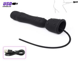 Male Urethral Stimulation Vibrator Penis Plug 16 Speeds Penis Massager Masturbator Lasting Trainer Glans Straight Line Vibrators2508517