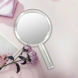 Compact Mirrors Handheld 1X/5X enlarged makeup mirror double-sided transparent hand circular Q240509