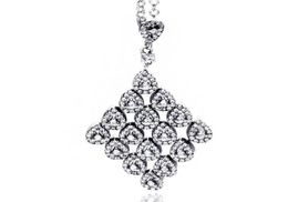 Wholesale- Charm Laminated Pendant Necklace for Jewellery with Original Box 925 Sterling Silver CZ Diamond Ladies Pendant Necklace2701769