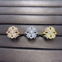 Tiffanyjewelry Heart Gold Designer Rings for Women Luxury Jewellery Snowflake Ring v Gold Inlaid with Full Diamond Lucky Sunflower Light Lu FSXL FSXL FSXL