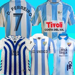 2024 2025 Camiseta Malaga CF Futbol Forması 120 Aniversario Kids Kit Remake Retro 24/25 Ev Futbol Gömlek Erkek Bustinza M. Juande Ramon Febas Alex Gallar Concept Kit