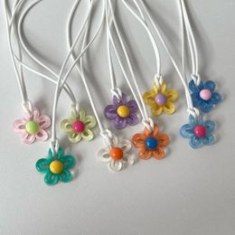 Pendant Necklaces Cute Colourful Flower Necklace For Women Creative Bloom Rope Chains Choker Korean Fashion Harajuku Y2k Jewellery Accessorie