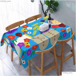 Table Cloth Happy Shavuot Pomegranate Wheat Rec Tablecloth Je Holiday Decorations Waterproof Dining Party Decor Drop Delivery Home G Dhaf9