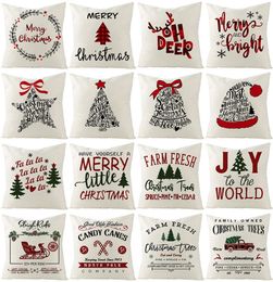 2021 Merry Christmas Pillow Case Linen Home Decoration Printed Cushion Cover Throw Pillowcase for Living Room Square Cushion Case7222341