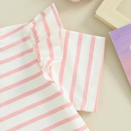 Clothing Sets Infant Toddler Baby Girl Summer Clothes 2Pcs Set Stripe Ruffle Short Sleeve T-shirt Tops Pants Shorts Outfits