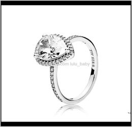 925 Sterling Silver Cz Diamond Tear Ring Set Original Box P Water Women Girls Gift Jewellery Iedgw Mzaqn4053547