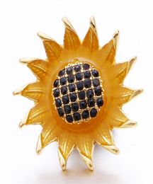 Rhinestone gadget Gold 18mm Snap Button Clasp Sunflower charms for Snaps DIY Jewellery Findings suppliers Gift3655597