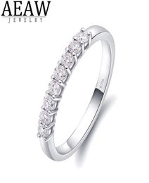 AEAW 14k White Gold 025ctw 2mm DF Round Cut EngagementWedding Topaz Moissanite Lab Grown Diamond Band Ring for Women1445108