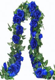 METABLE 2PCS 65Ft Artificial Rose Vine Silk Flower Garland Hanging Baskets Plants Home Outdoor Wedding Arch Garden Wall Decor biG6000601