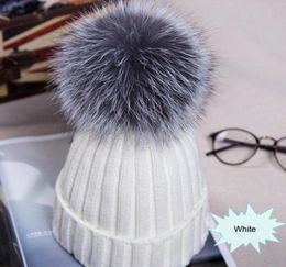 New Fashion Women Ladies Warm Winter Beanie Large Faux Fur Pom Pom Bobble Hat Knitted Ski Cap Black Blue White Pink3451531