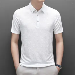 Men's Polos Summer Business Casual Fashion Print Loose And Versatile Polo Shirt With Short Sleeves