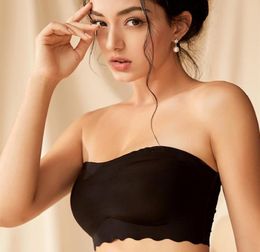 Xianqifen strapless bras for women tube top bh wedding dress summer seamless black bralette plus size invisible brassiere girl B 24485590