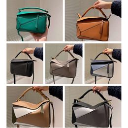 5A Designer Bag Genuine Leather Handbag Shoulder Bucket Woman Bags Puzzle Clutch Totes Crossbody Geometry Square Contrast Colour Patchwork2024
