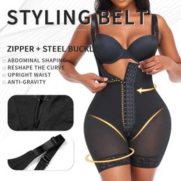 Waist Tummy Shaper High waisted zippered open crotch belly pleats buttocks lift shorts shapewear pants seamless tight fitting clothing in size Q240509