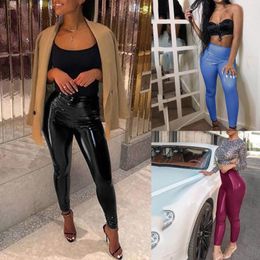 Women's Pants High-waist Faux Pencil Leggings Leather Women Fashion