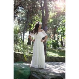 Bohemian Country Full Lace sukienki 2019 BOHO BRIDAL Bridal Vestidos de novia Suknie ślubne Linia poza ramieniem 0510