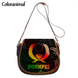 Shoulder Bags Coloranimal Brand Design Pohnpei Polynesian Pattern Crossbody Bag For Women Storage PU Leather Messenger Bolsa