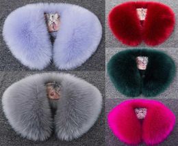 Winter Faux Fur Scarf Fox Fur Collar Jacket Coat Hat Decor Shawl Multicolor Strip Soft Hood Fur Collars Lady039s Bib Scarives H8114169